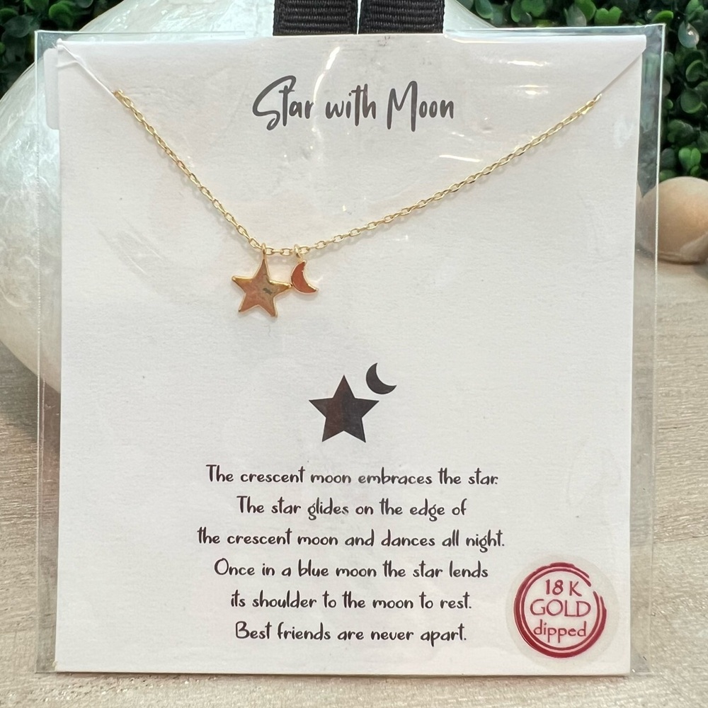 New Star with Moon Necklace | Gold Dipped | Dainty Chain | Tell Your Story